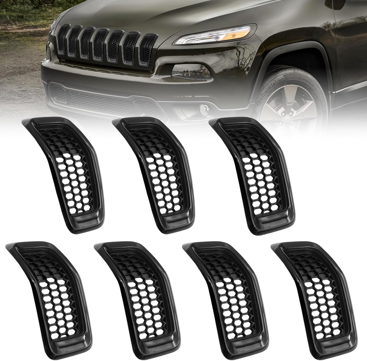 JINCHEN 7pcs Grill Mesh Inserts for Jeep Cherokee 2014-2018