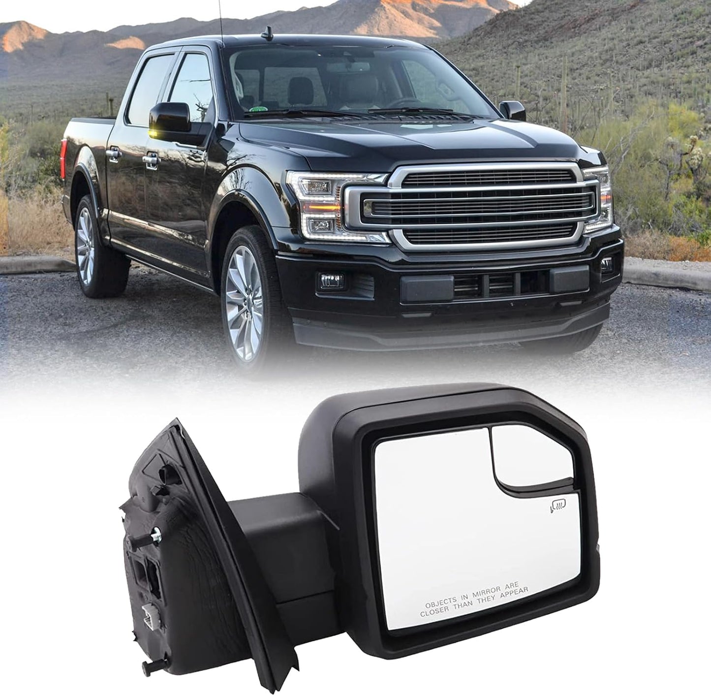 Right Passenger Side Door Mirror with Blind Spot for Ford F150