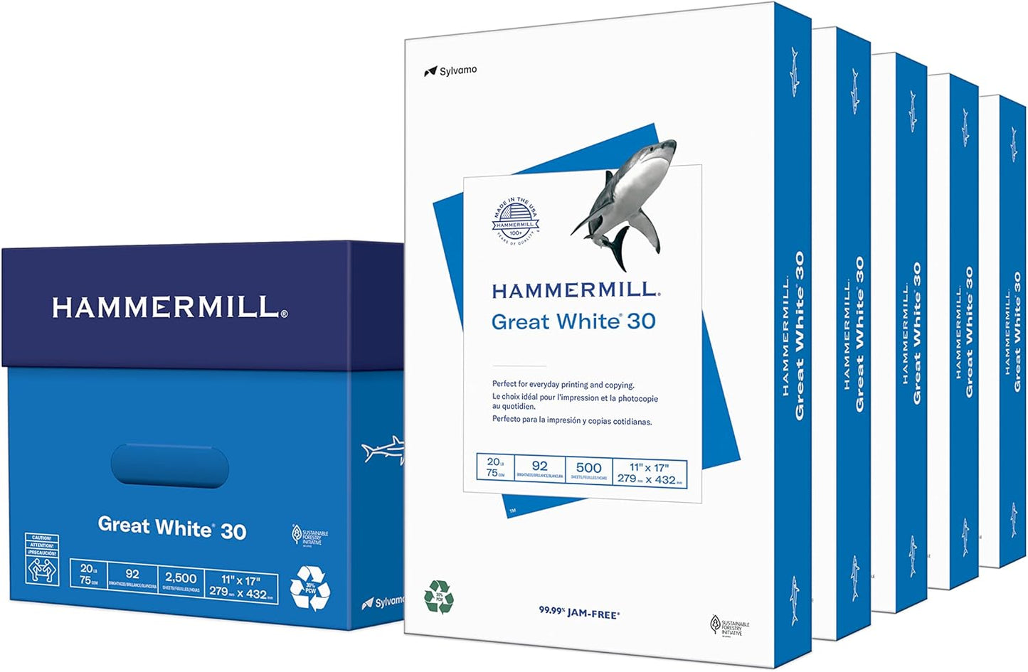 Hammermill Great White 30% Recycled Printer Paper, 11 x 17 in