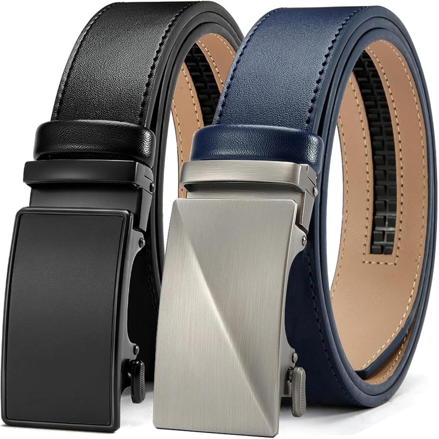 DOOPAI Men's Ratchet Leather Belt Set - Adjustable 2 Pack Gift