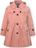 Girls Lightweight Hooded Rain Jacket Trench Coat - Waterproof, Comfy