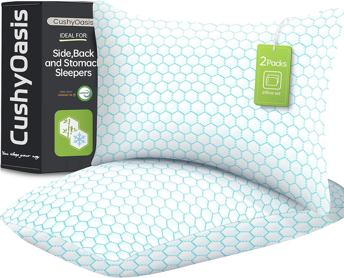 Shredded Memory Foam Pillow Set for Comfortable Sleep