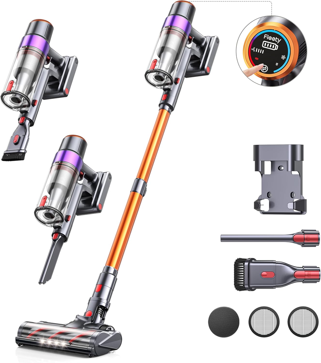 Fieety 40KPA Cordless Vacuum: 55 Mins Power & LED Display!