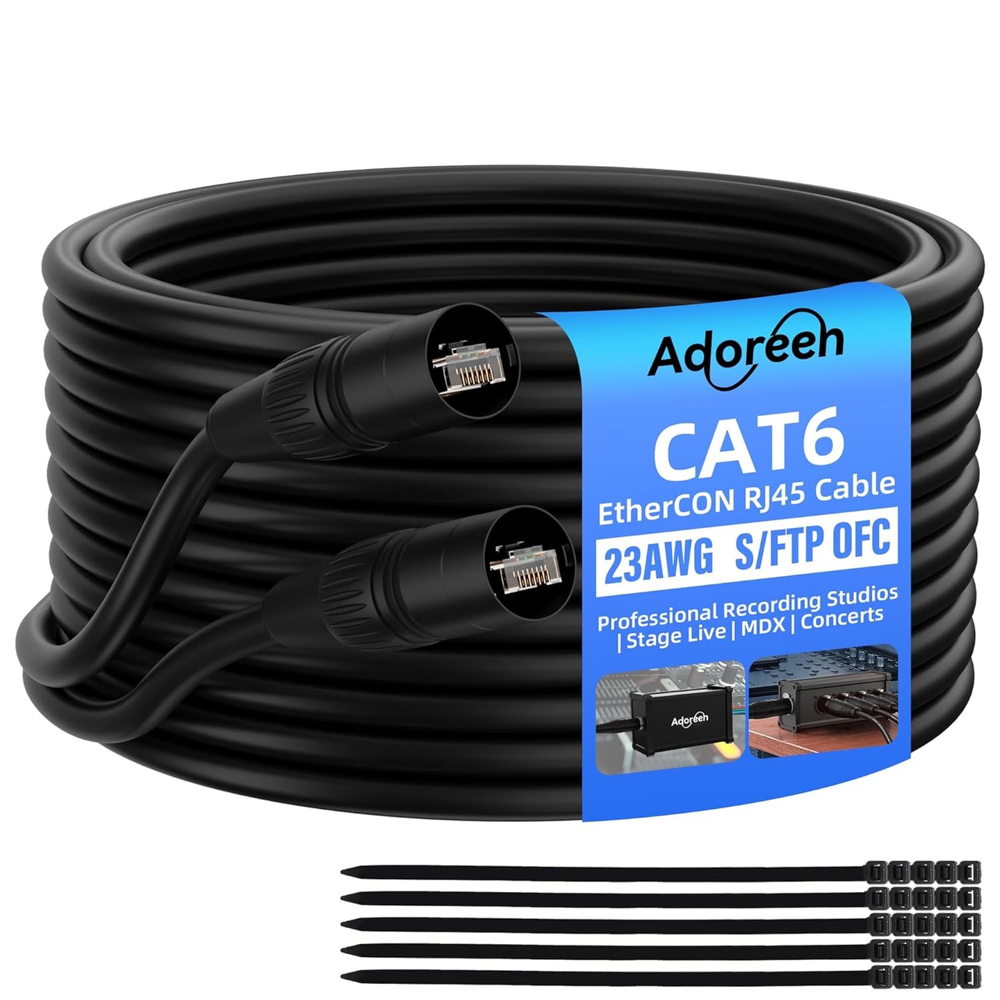 Adoreen Shielded Cat 6 Ethernet Cable 100 Ft for Pro Audio