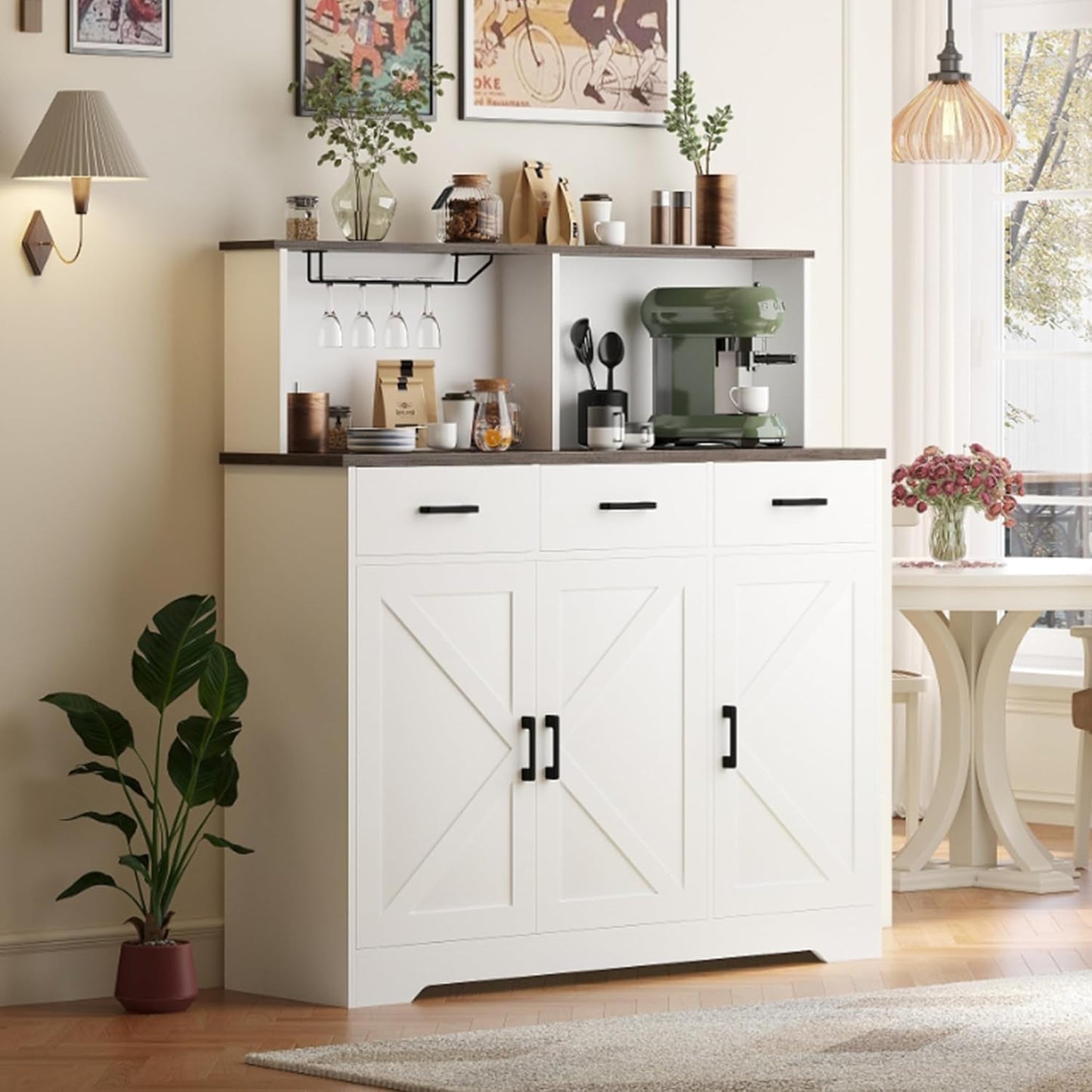 Farmhouse Buffet with Storage & Wine Bar