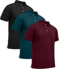 Mens Polo Shirts 3 Pack Moisture Wicking Performance Polo
