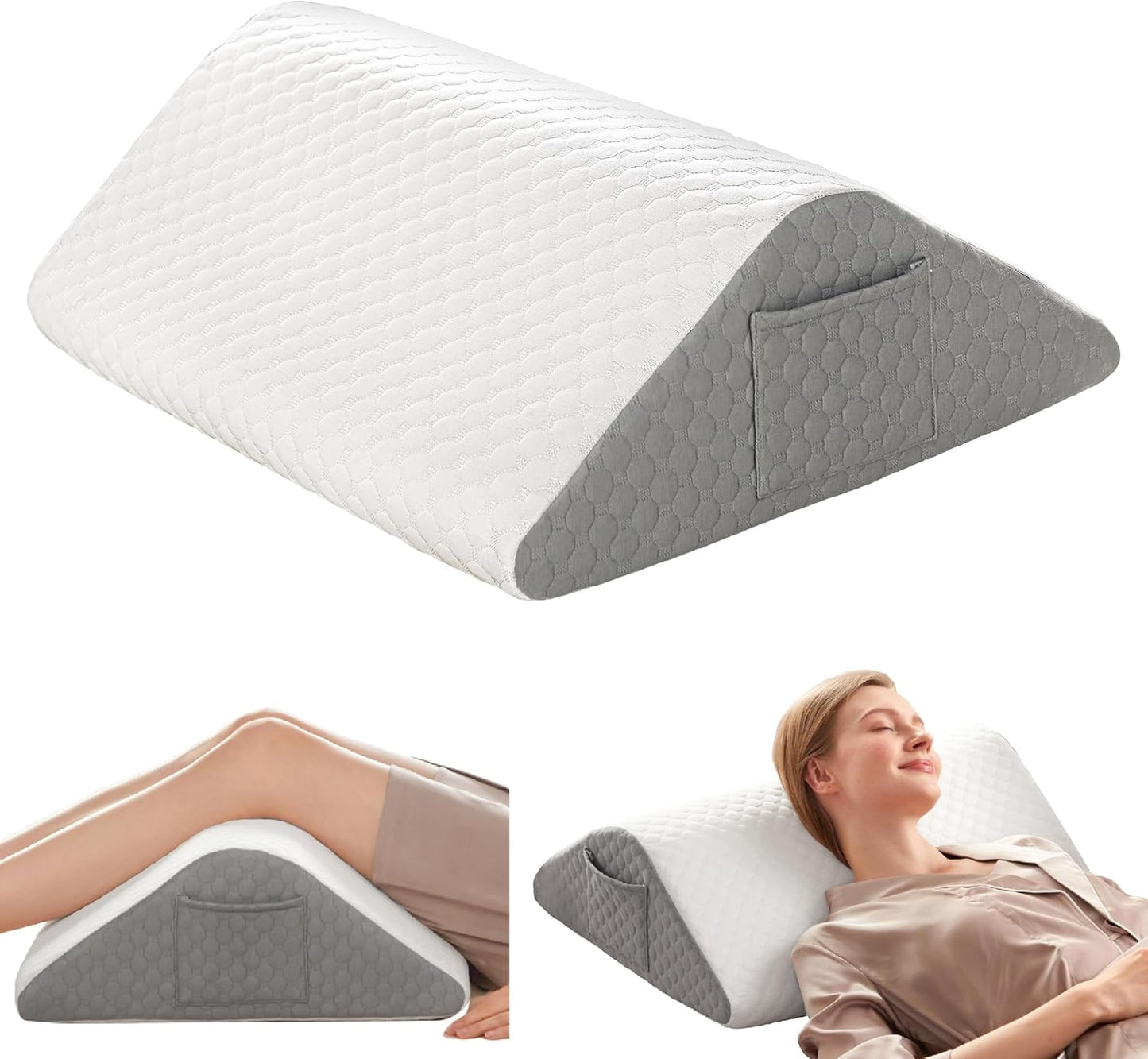 Knee Wedge Pillow for Leg Elevation and Back Pain Relief