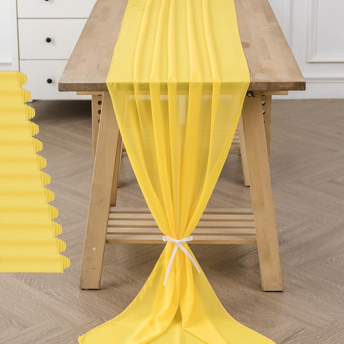 12Pack 10ft Chiffon Table Runner for Romantic Events and Parties