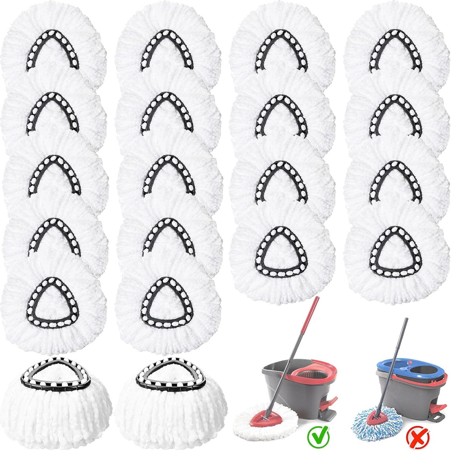 20 Pack Spin Mop Replacement Heads for Easy Cleaning Tasks
