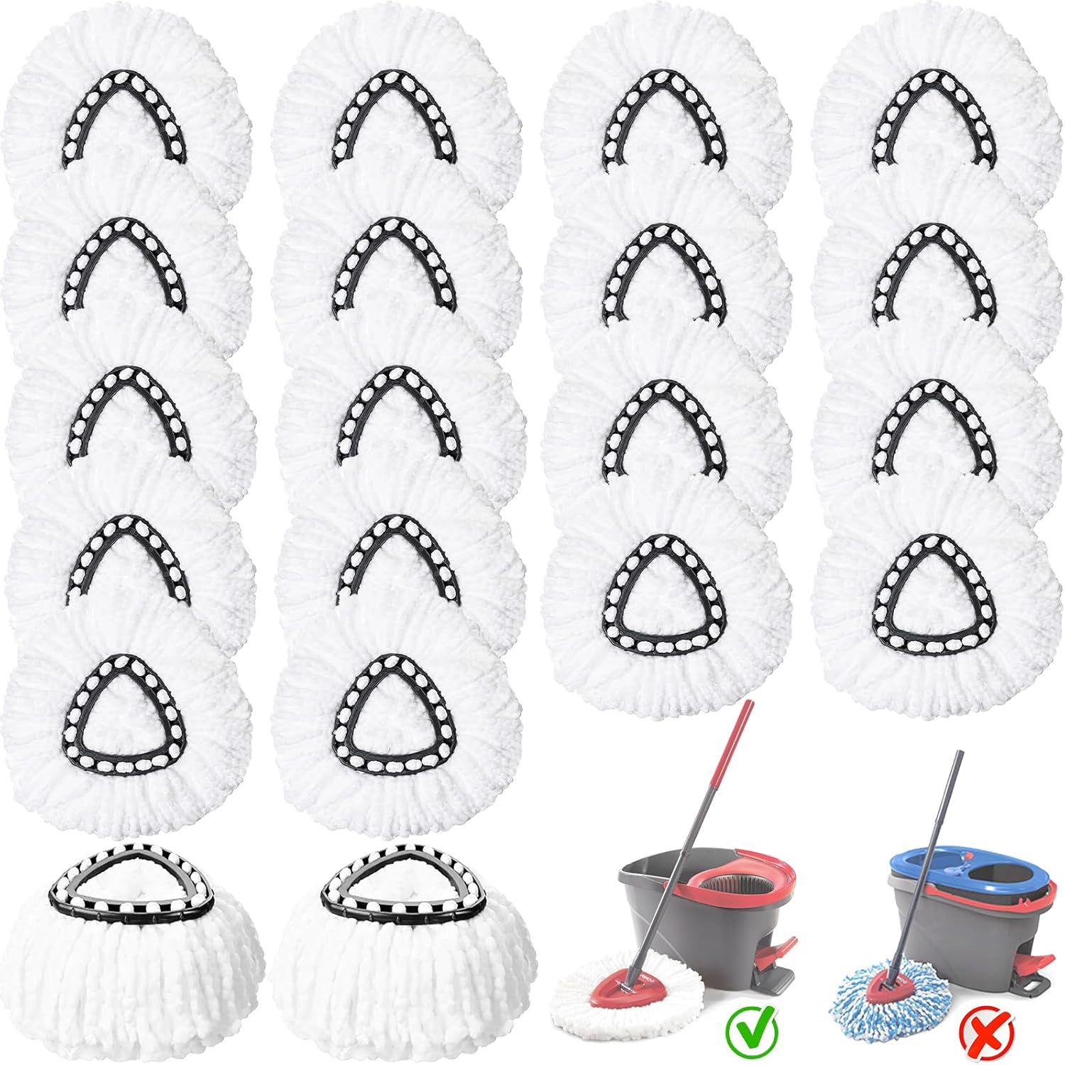 20 Pack Spin Mop Replacement Heads for Easy Cleaning Tasks
