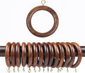 Wooden Drapery Curtain Rod Rings 24 Pack for 1.5 in Rod - Rosewood