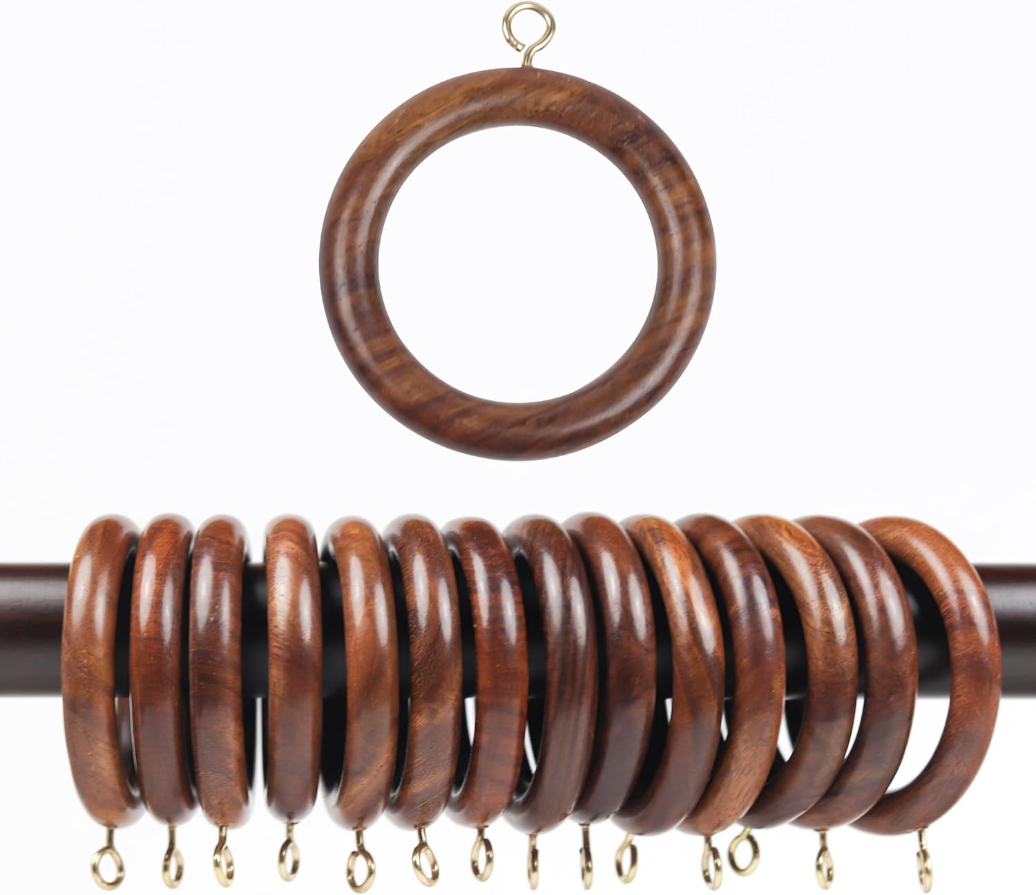 Natural Rosewood Curtain Rings - Set of 24 | 1.75 Inner Dia