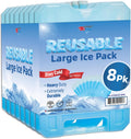 Reusable Jumbo Ice Pack 8 Pack - Long Lasting Cooling for Coolers