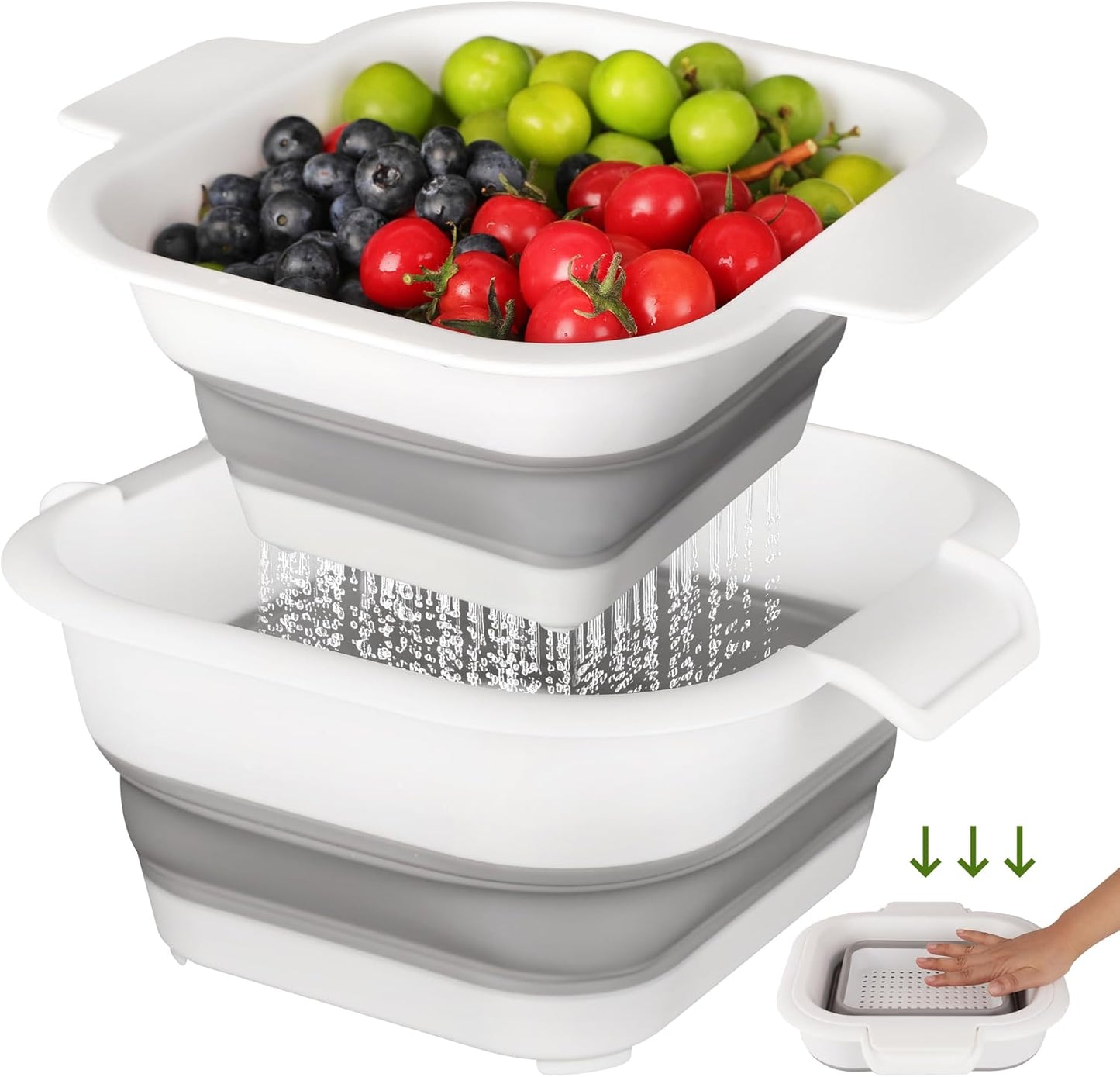Foldable 2-in-1 Colander Set - Space-Saving Kitchen Solution