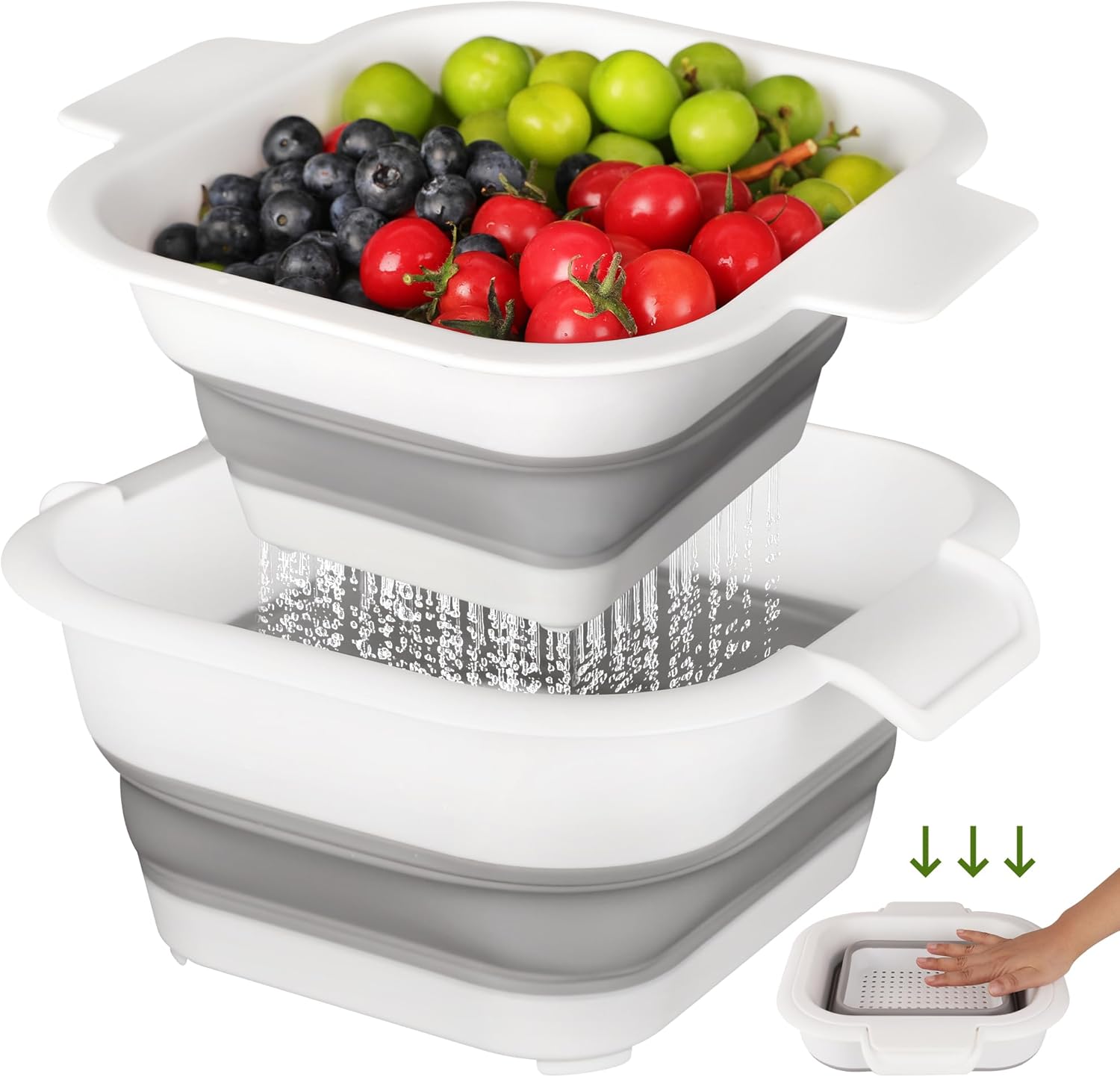 Foldable 2-in-1 Colander Set - Space-Saving Kitchen Solution