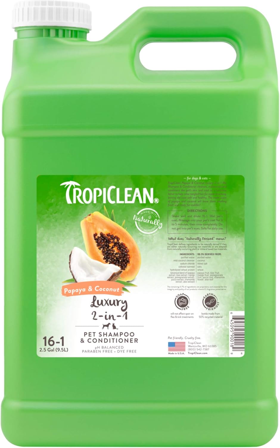 TropiClean 2-in-1 Dog Shampoo and Conditioner for Pets