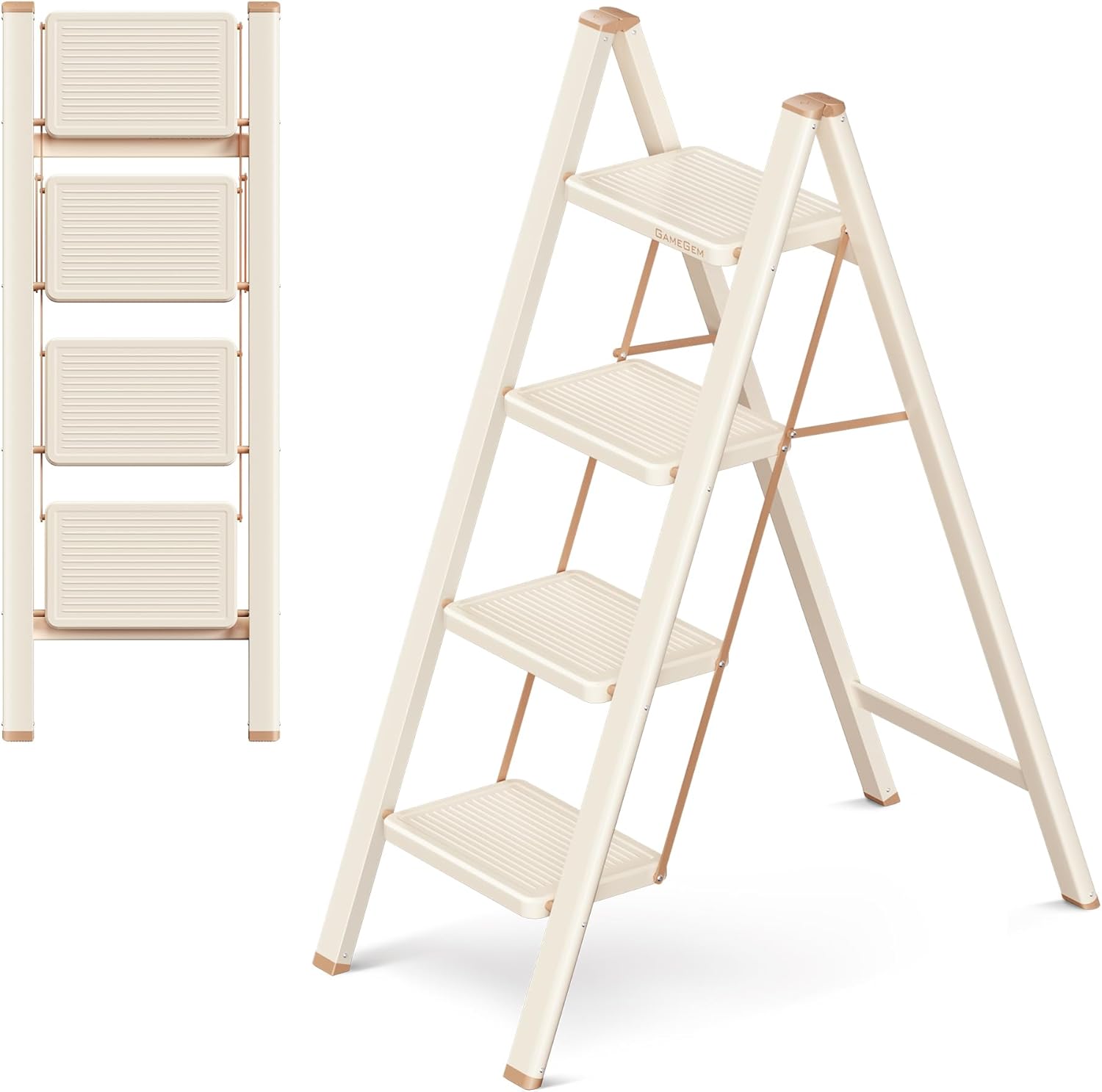 GameGem 4 Step Ladder Folding Step Stool for Home Use
