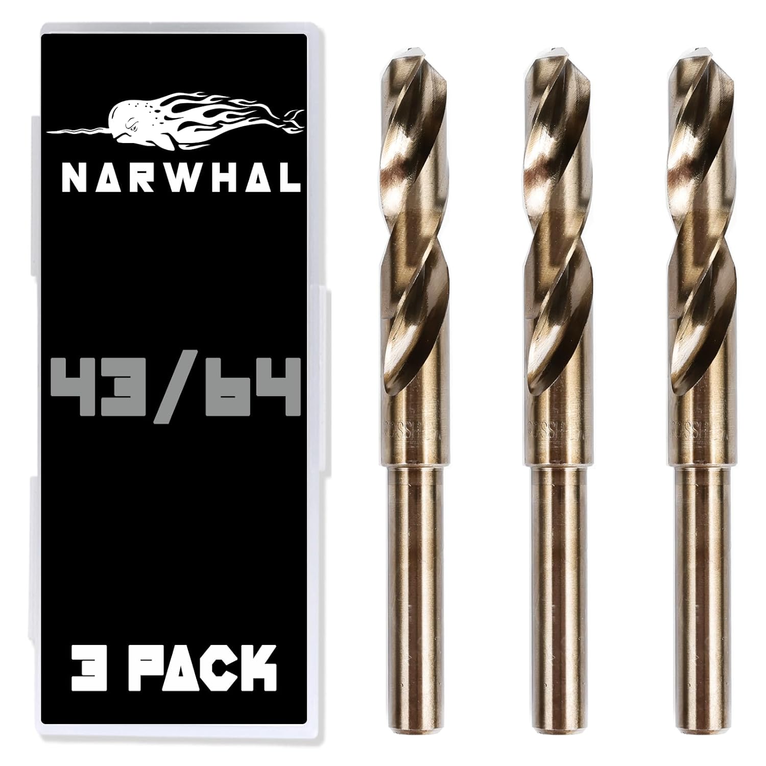 43/64 Cobalt Drill Bits - 3 Pack for Metal and Hard Materials