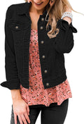Women's Fitted Long Sleeve Denim Jacket - Classic Trucker Style