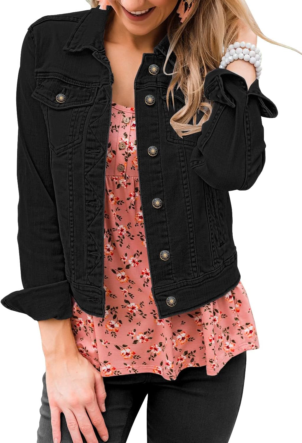 Stylish LookbookStore Women's Basic Long Sleeves Denim Jacket