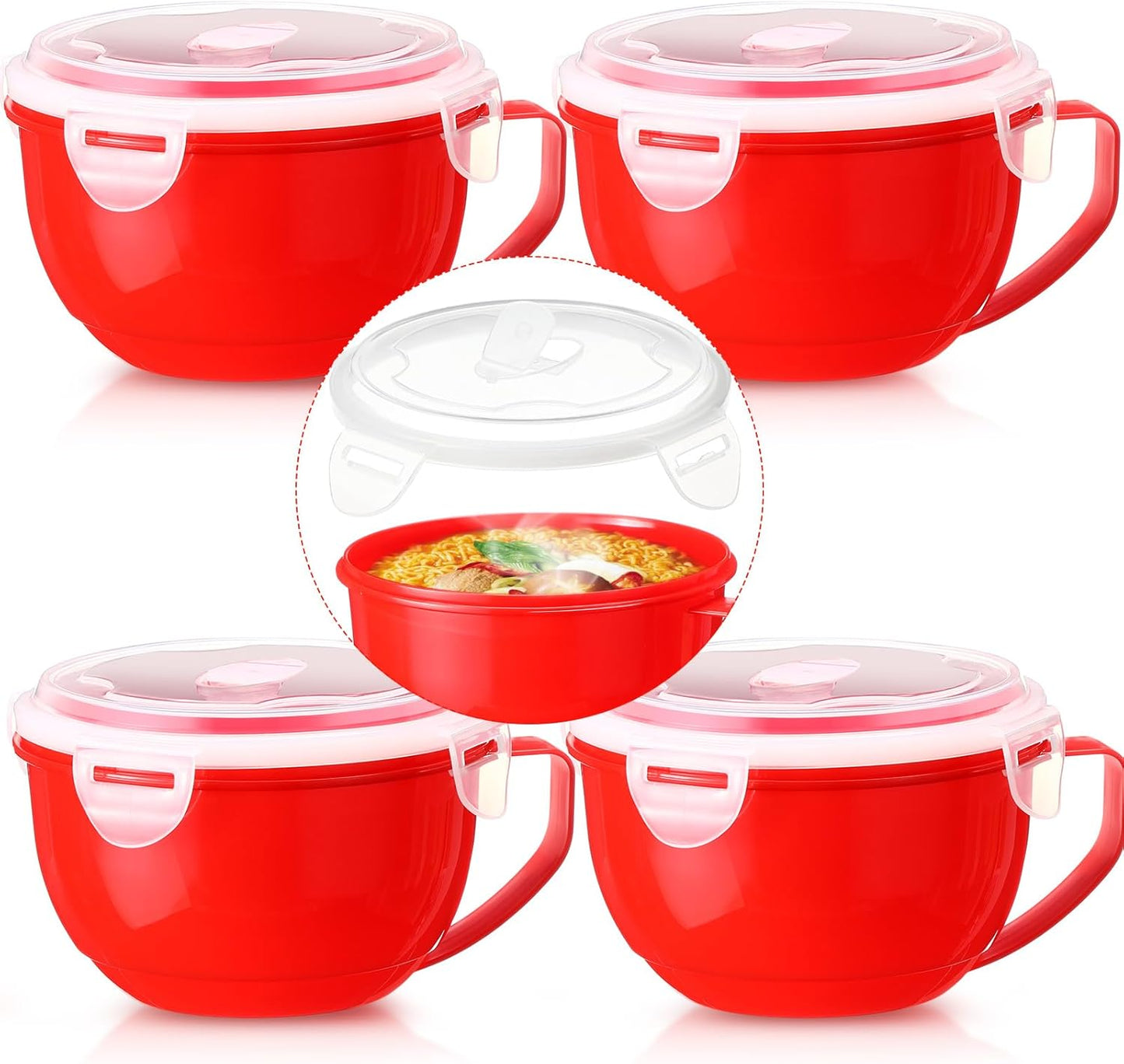 Maxdot 4-Pack Microwavable Soup Bowls with Handles