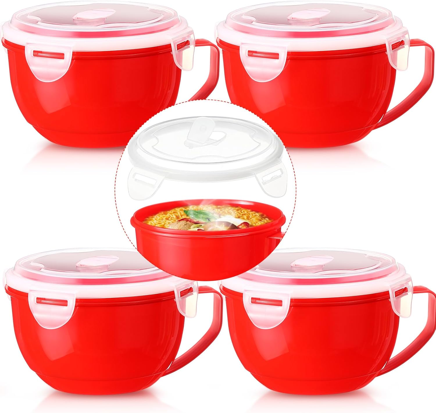 Maxdot 4-Pack Microwavable Soup Bowls with Handles