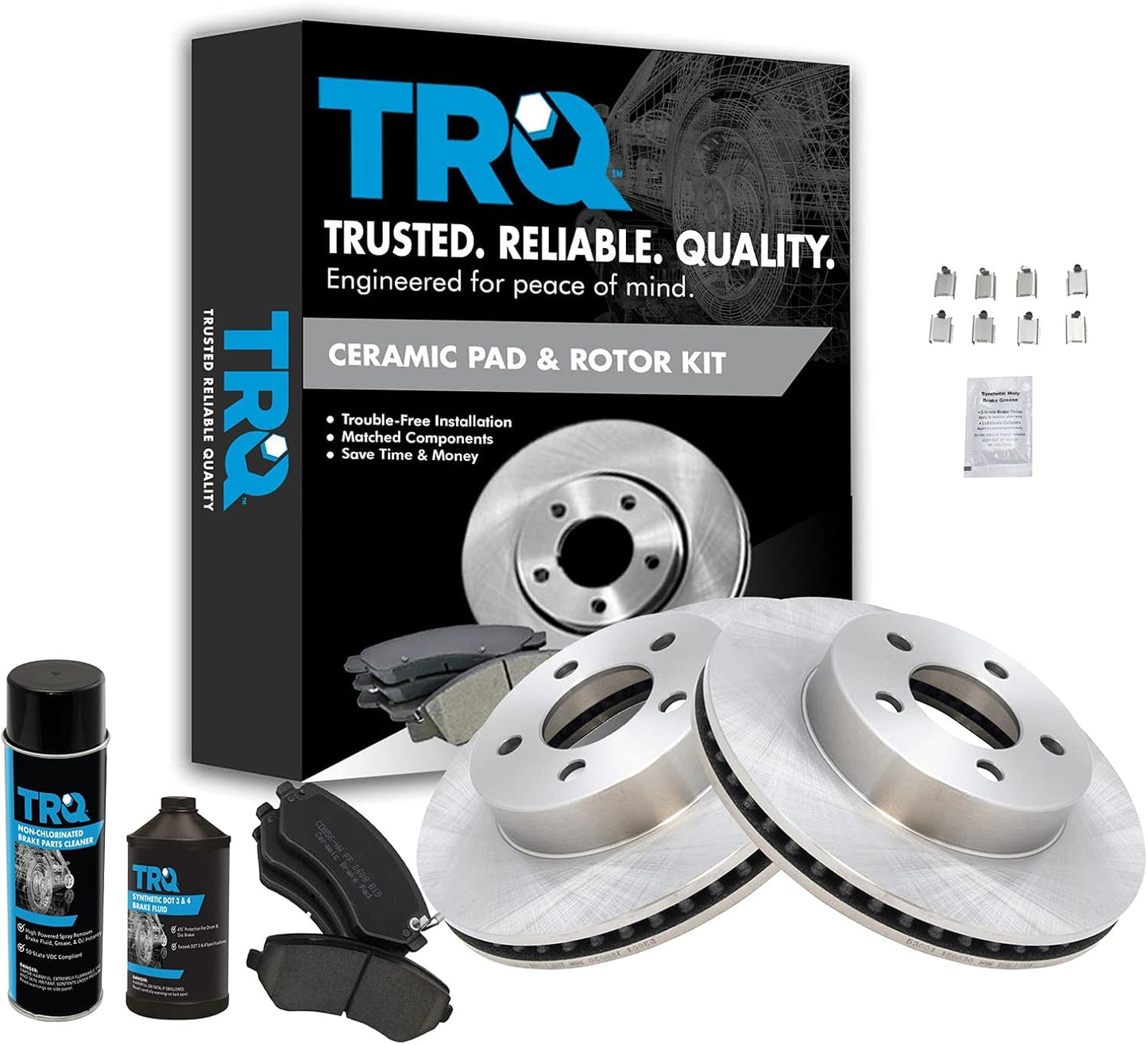 TRQ Front Brake Pad & Rotor Kit for 2002-2007 Jeep Liberty