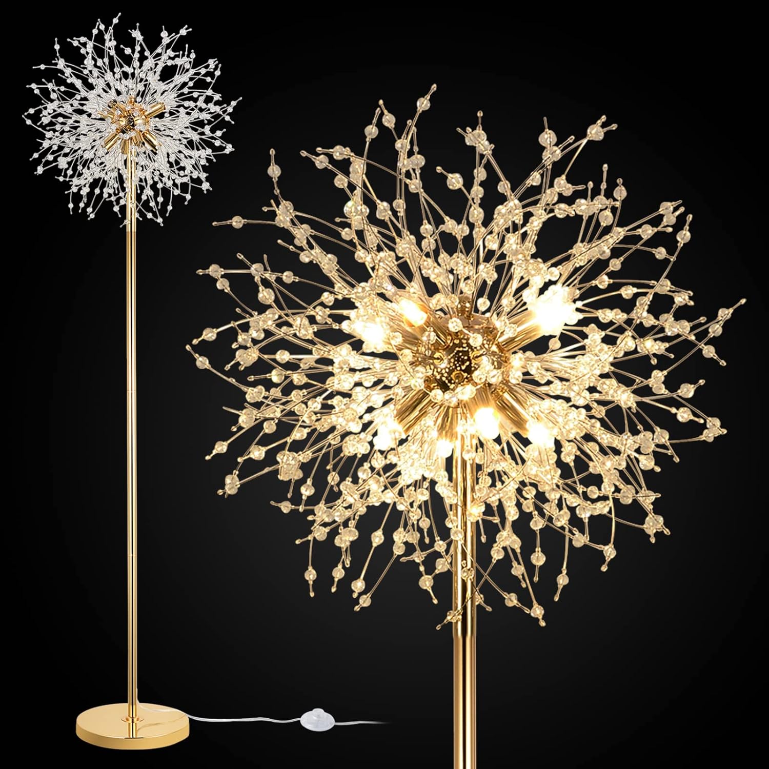 69 inch Crystal Floor Lamp with K9 Crystal for Modern Decor