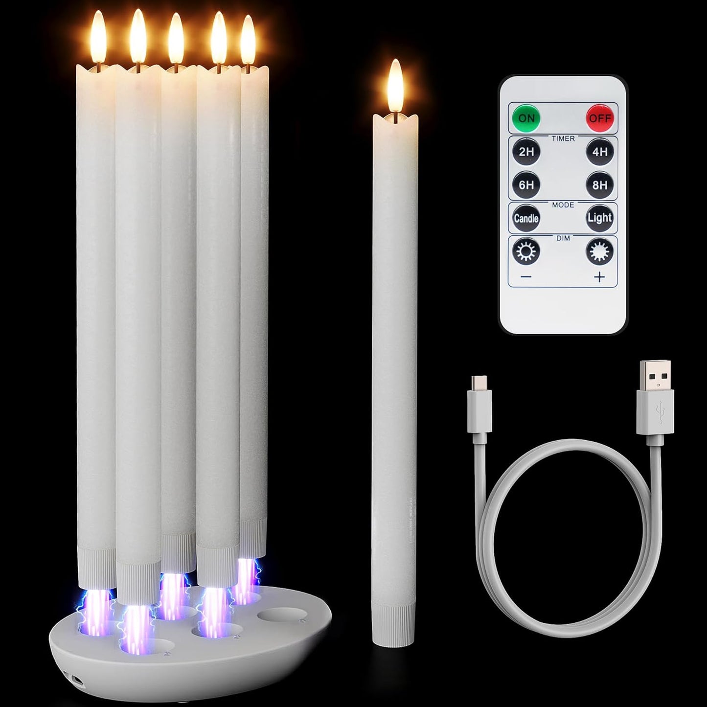 Patiphan Rechargeable Flameless Taper Candles for Home Decor