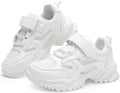 DSWED Unisex-Child Leather Lightweight Breathable Knit Athletic Shoes