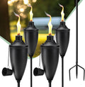 4 Pack Garden Torches for Outside - 22 oz Metal Citronella Torches