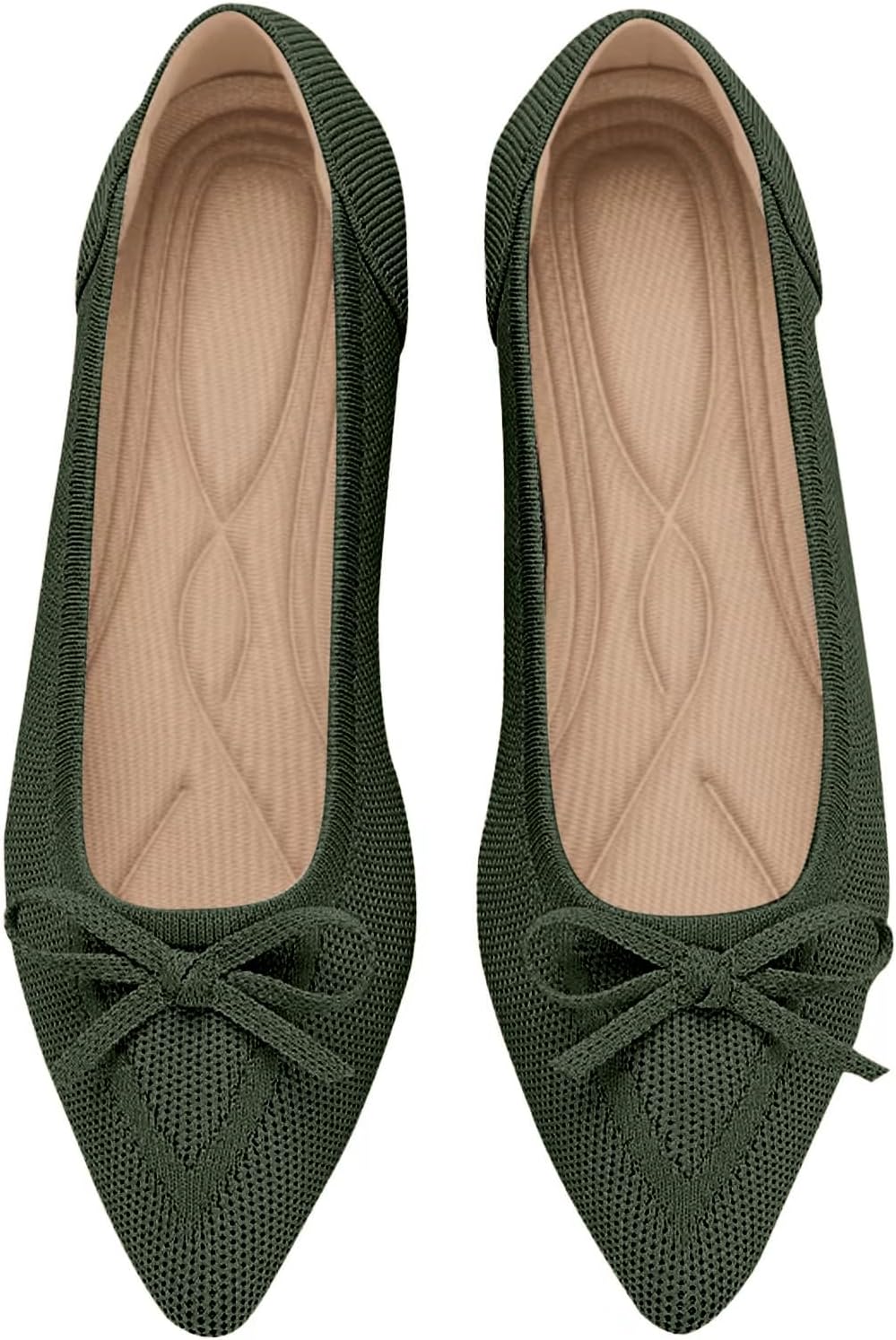 Comfortable Women's Flats with Pointed Toe and Bow Accent