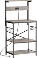 SUPERJARE Kitchen Bakers Rack with Power Outlet - 4 Tier Microwave