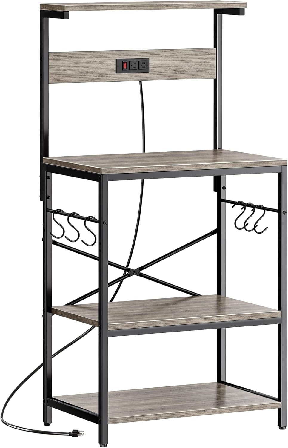 SUPERJARE Kitchen Bakers Rack with Power Outlet for Storage