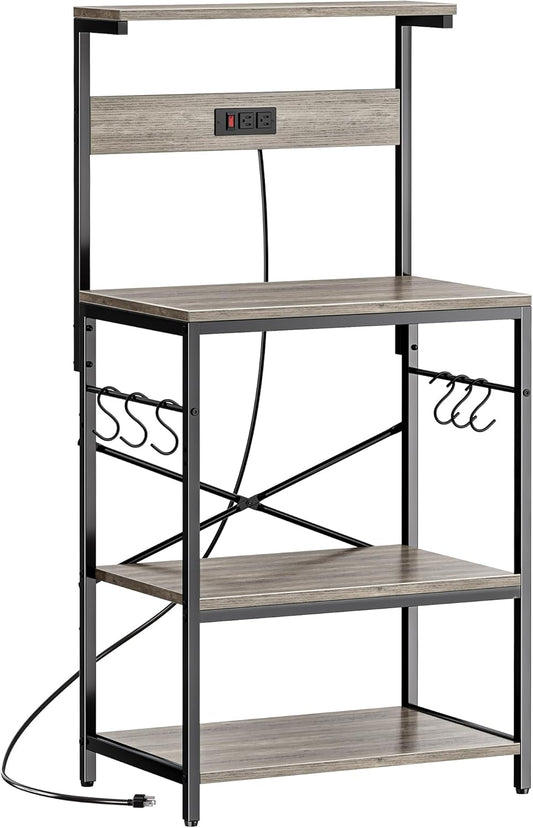 SUPERJARE Kitchen Bakers Rack with Power Outlet for Storage