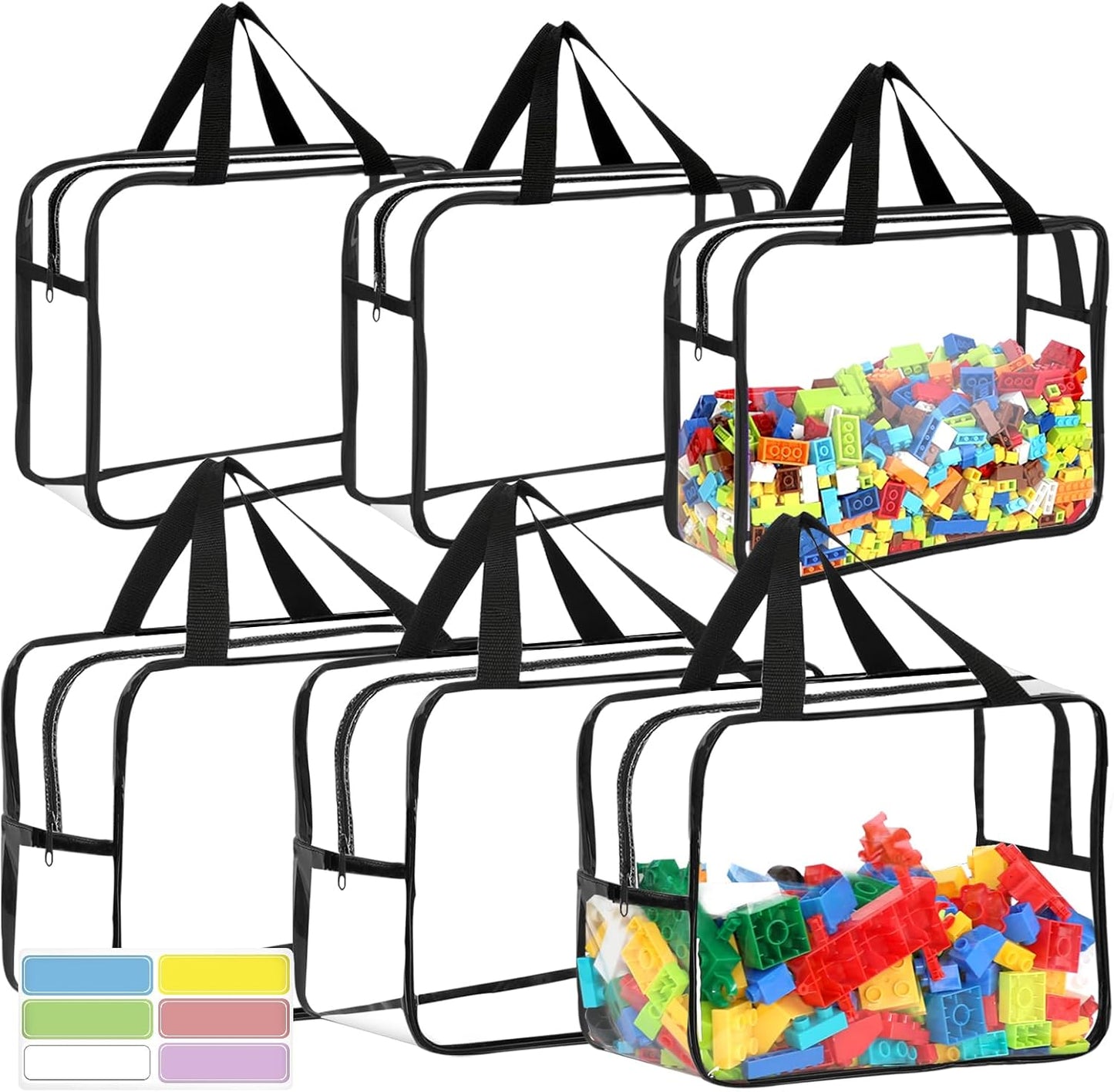 Large Toy Storage Bags with Labels for Kids Toys and Books