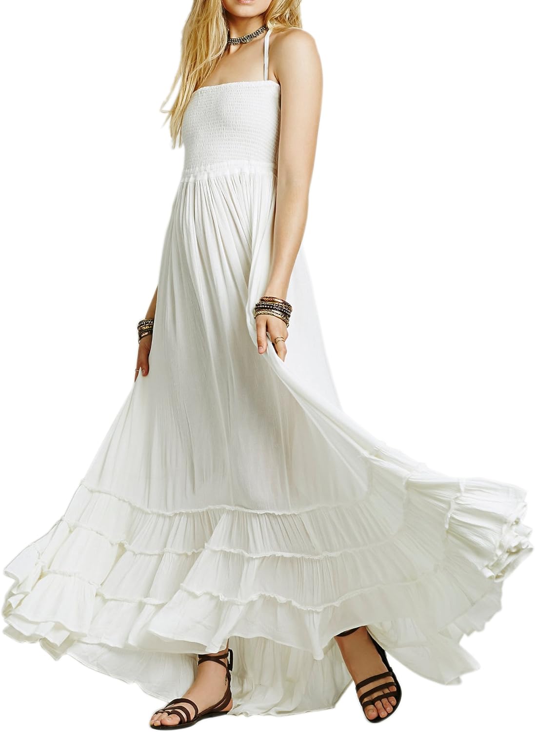 R.Vivimos Womens Summer Boho Backless Long Dresses for Fun