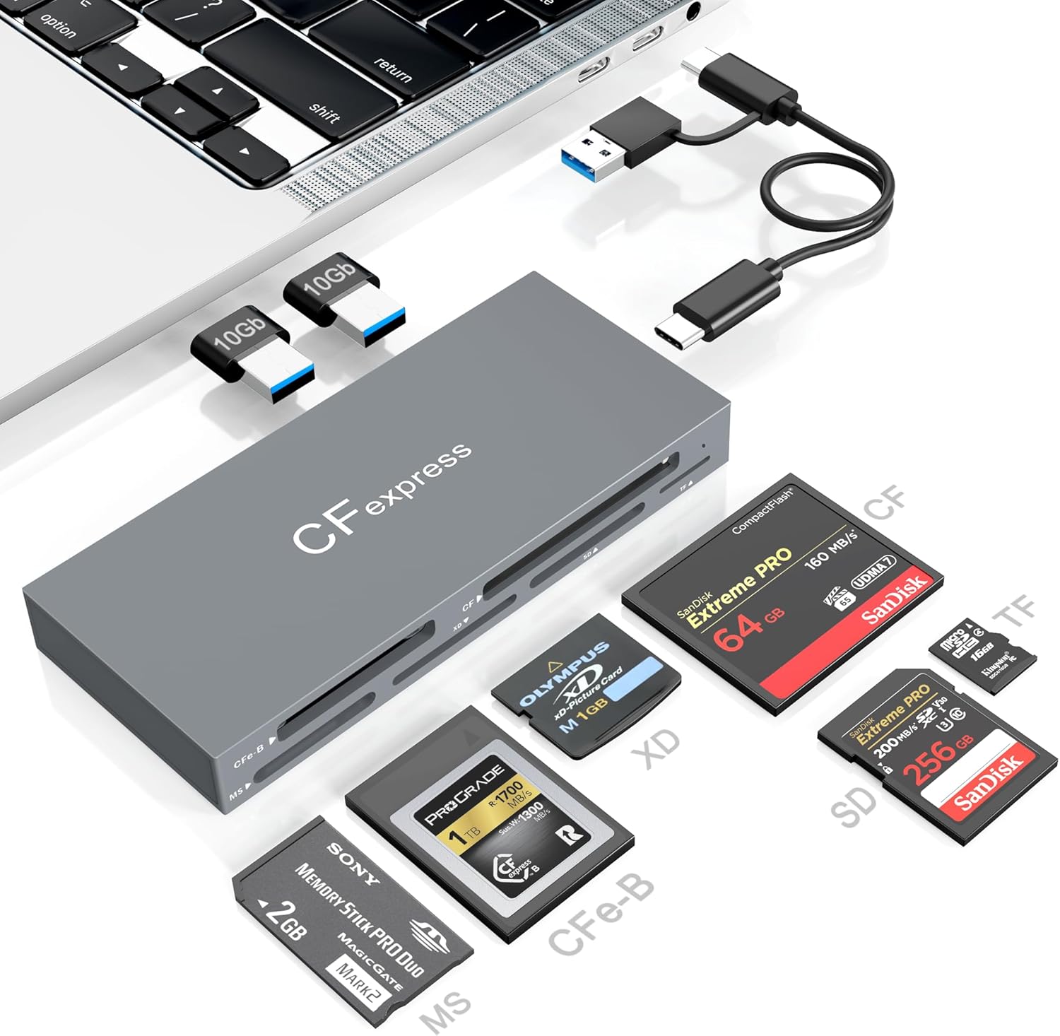8 in 1 CFexpress Type B Card Reader Hub for Photographers
