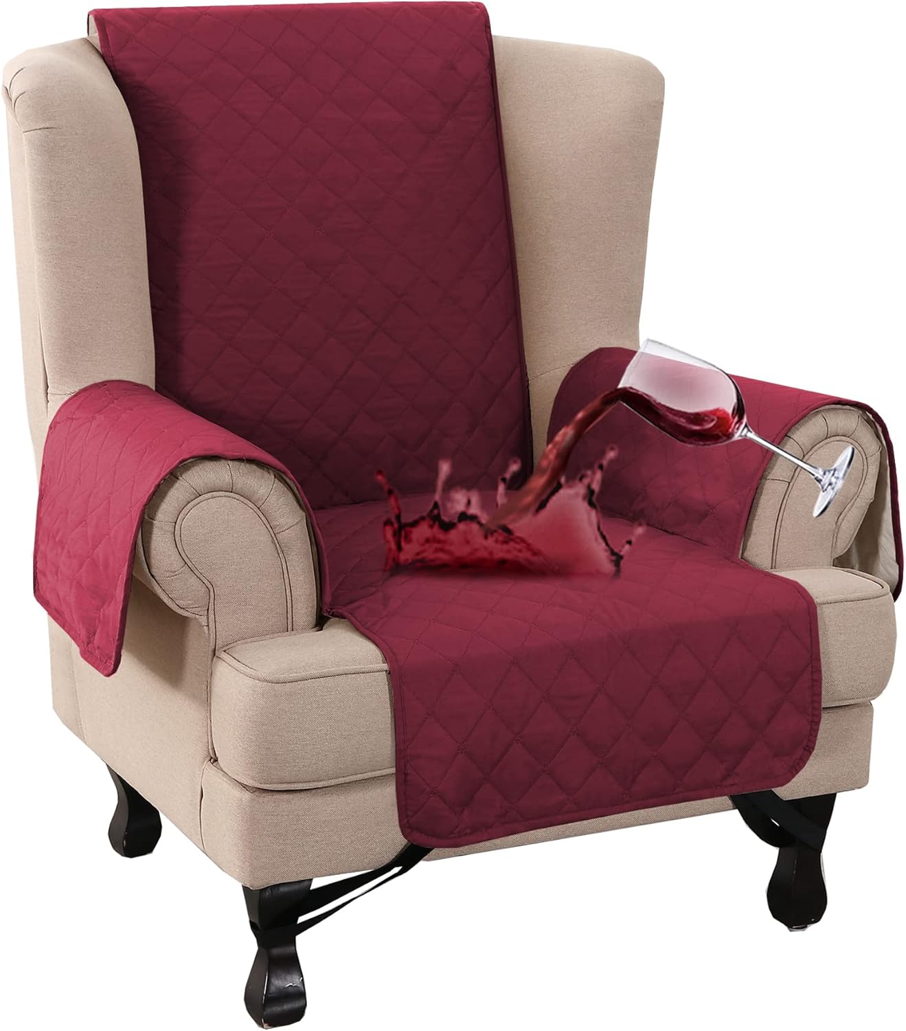 Turquoize Waterproof Wing Chair Cover for Pets and Kids Protection