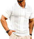 Mens Knit Polo Shirts with Waffle Texture for Classic Style