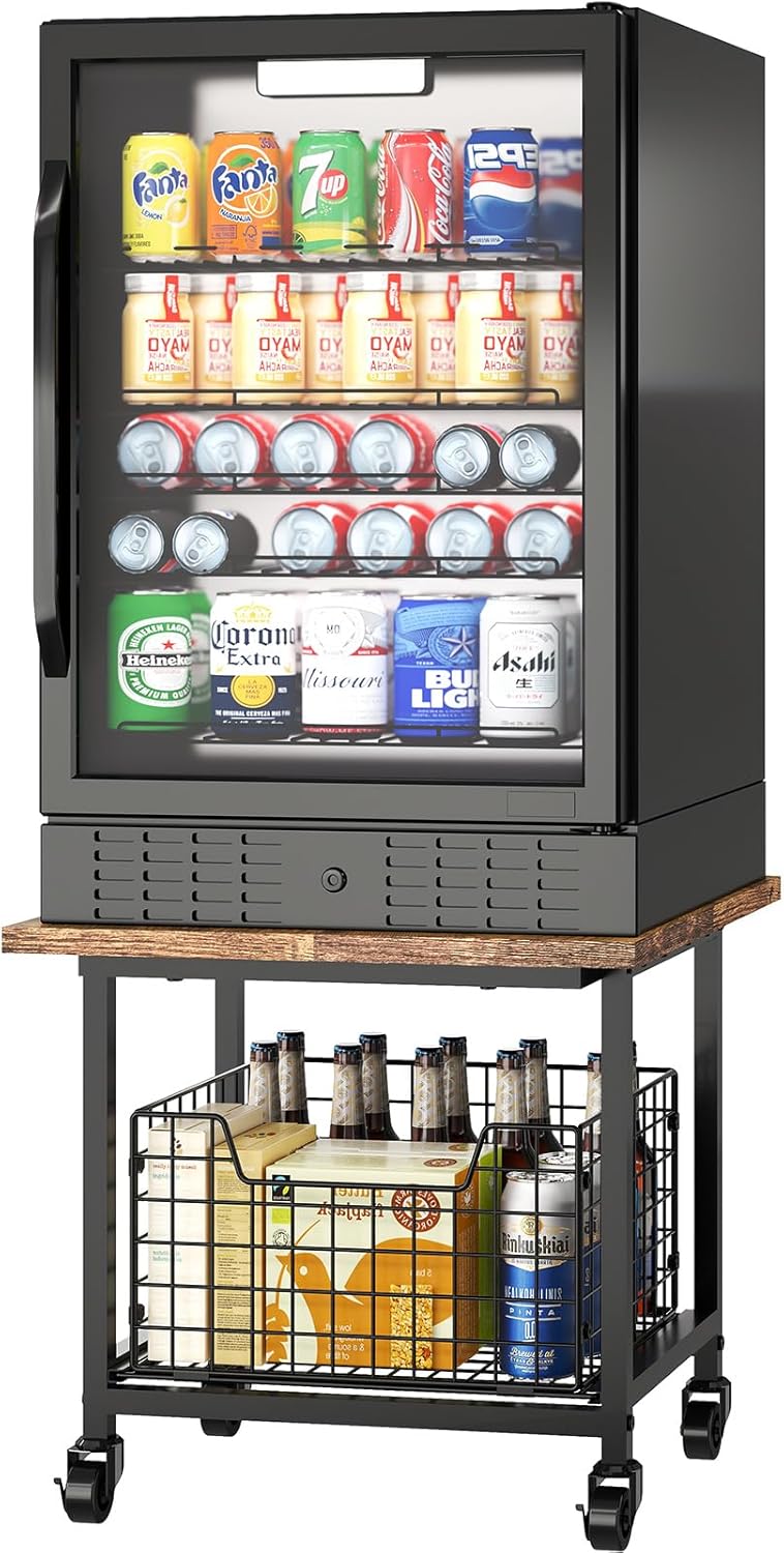 Mini Fridge Stand with Storage for Dorms and Small Spaces