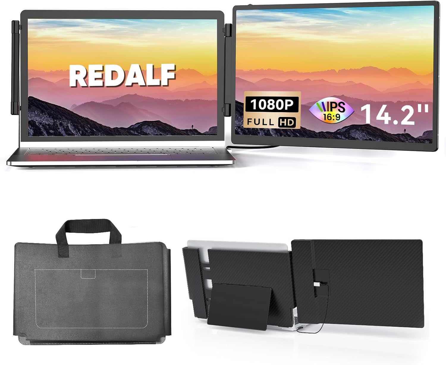 Redalf 14.2 FHD Portable Monitor: Extend Laptop Screen Easily