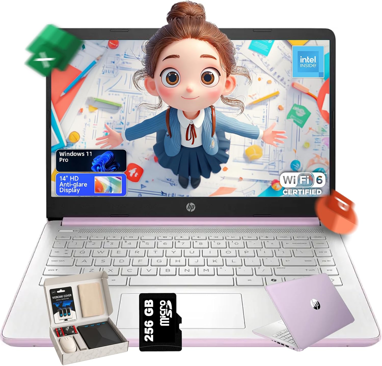 HP 14 inch Laptop for Students with Intel 4-Core CPU and 16GB RAM