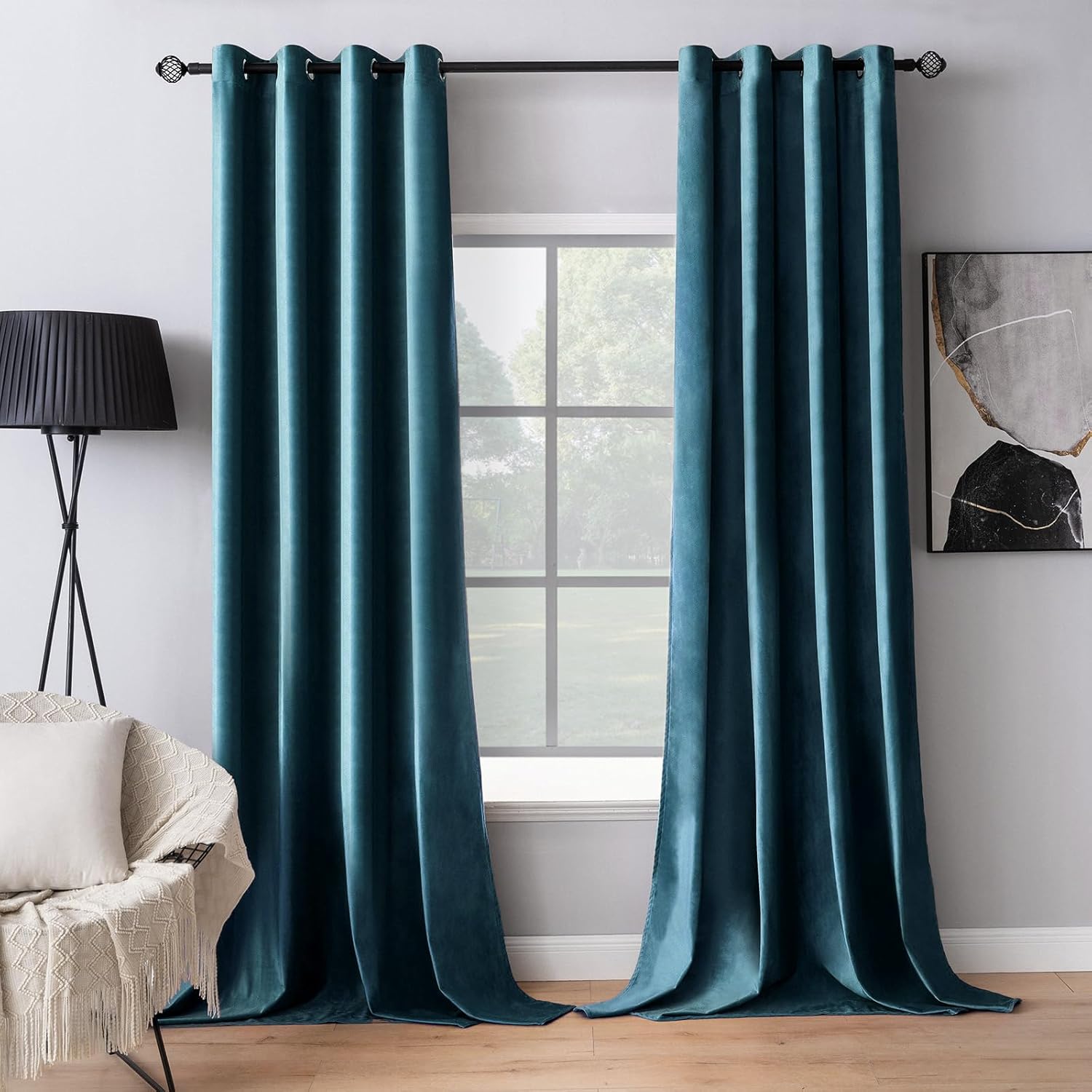 MIULEE Blue Velvet Curtains for Living Room and Bedroom Decor