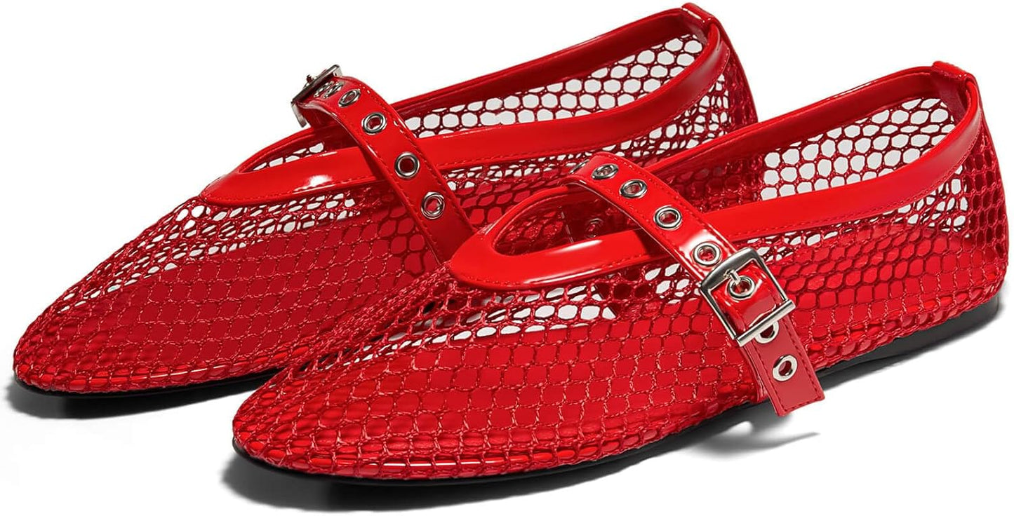 Coutgo Womens Mesh Ballet Flats for Comfort and Style