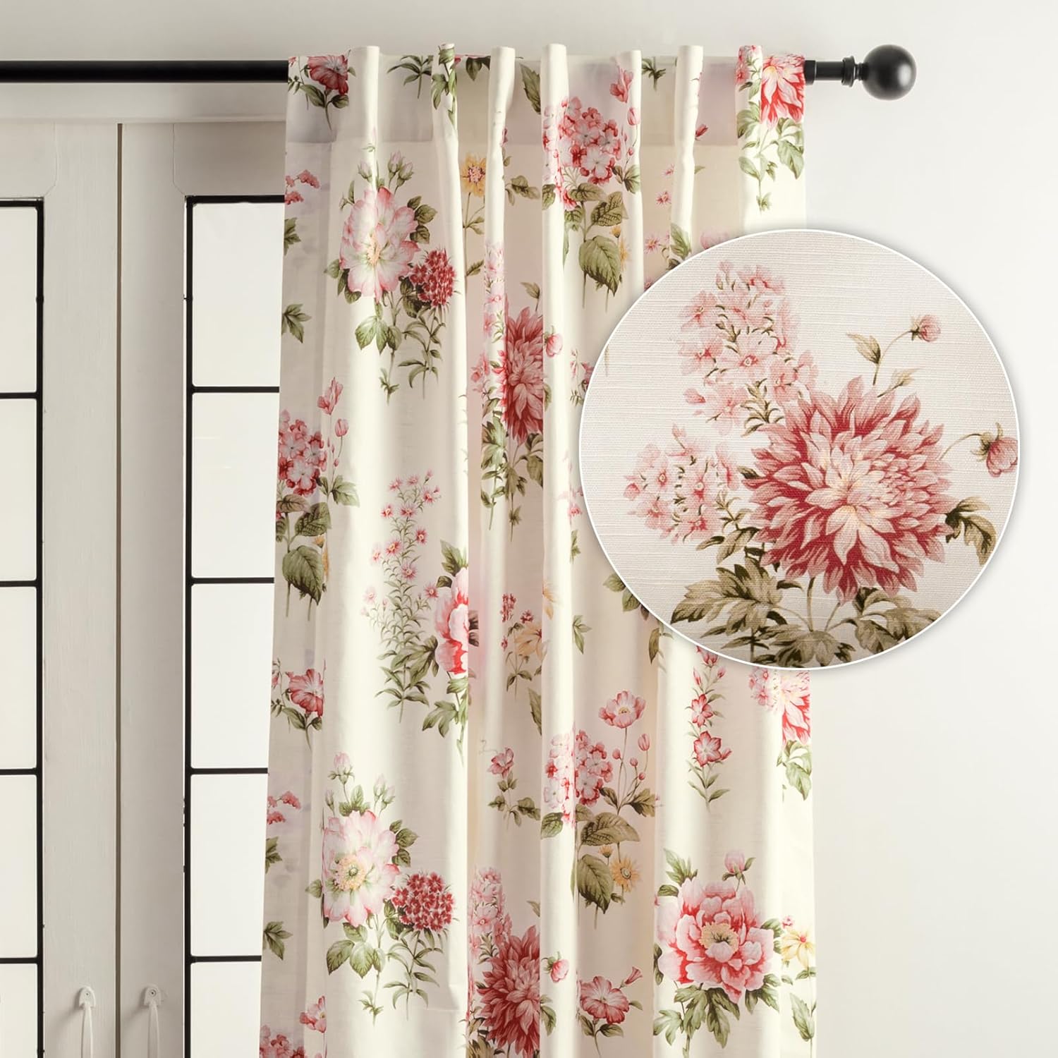 Elegant 100% Cotton Light Filtering Curtains for Living Room