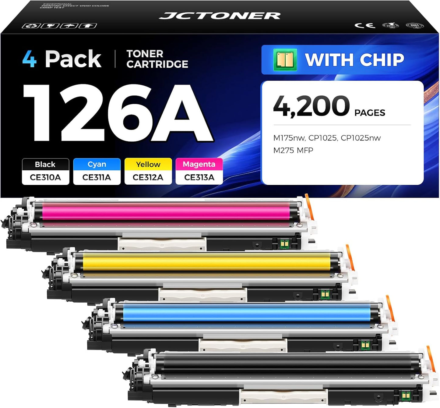 126A Toner Cartridge Set 4-Pack for HP LaserJet Pro Printers