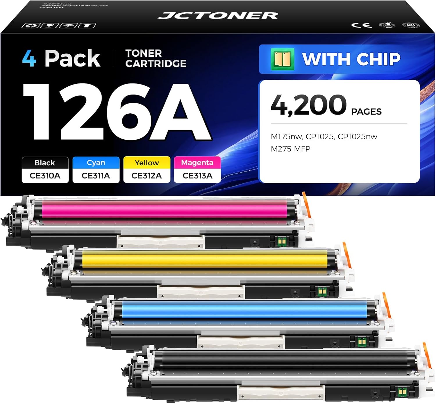 126A Toner Cartridge Set 4-Pack for HP LaserJet Pro Printers