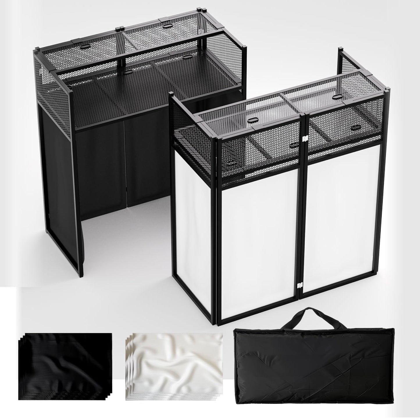 Portable DJ Booth Table with Adjustable Facade for Events