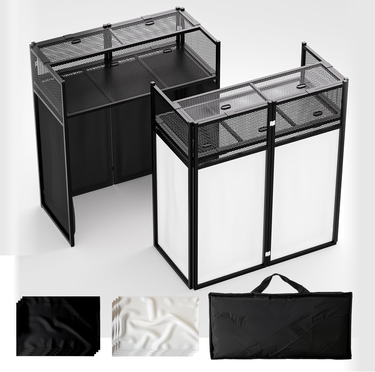 Portable DJ Booth Table with Adjustable Facade for Events